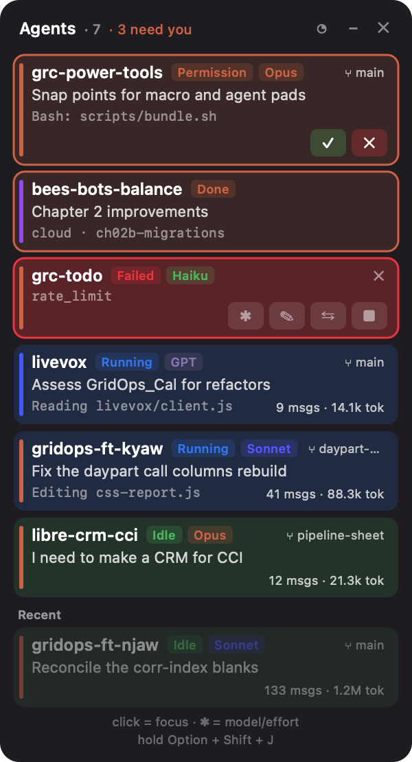Agent Pad — live coding-agent sessions